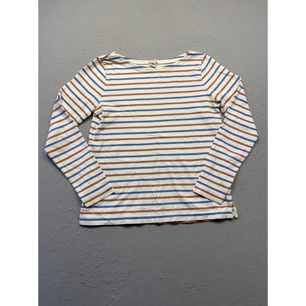 J.Crew Shirt Cotton Striped Blue Brown White Small Womens